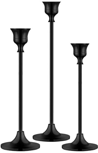 Kerzenständer, Kegel Kerzenhalter für Kerzenständer, Gold Messing Vintage Candle Stick Kerzenhalter Kandelaber Kerzenhalter für Kamin Party Dining Home (Schwarz, 3 Stück)
