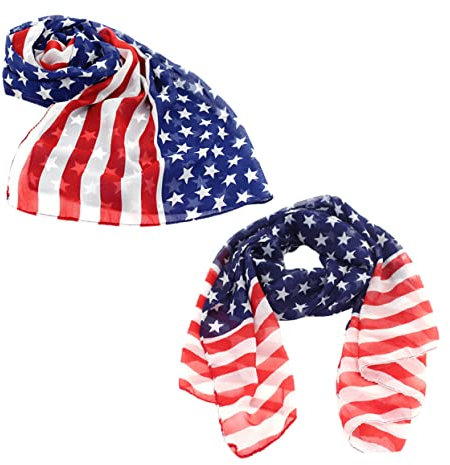 SHERCHPRY 2St Schals mit USA-Flagge Amerika-Flagge Modeschals für Damen Hals Gesicht Sturmhaube Gesichtsbandana Damenschal langer Schal Chiffonschal Damen Schal wild Seidentuch Sternenbanner