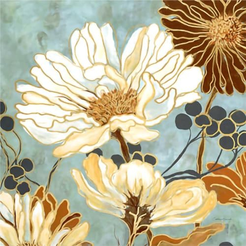 Amiiba Pre Printed Cross Stitch Kits for Adults, Flower 11ct Stamped Embroidery Kits 15.7×15.7 inch DIY Wall Art Decor for Beginners