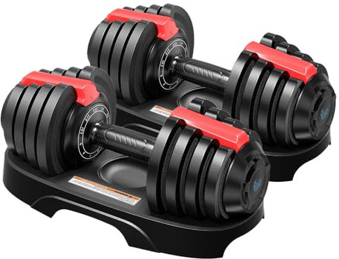 BRAINGAIN 11-in-1 Adjustable Dumbbells Set 12.5kg, 25kg & 36kg Pair | Space-Saving Dumbbell for Home Gym Workouts | 11 Dumbbells in One | Smart Click Technology | Best in Class (2x 12.5kg Adjustable)