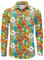 Mainfini Men Carnival Button Shirt Casual Button Down Shirt Vintage Color Block Floral Long Sleeve Shirt XL