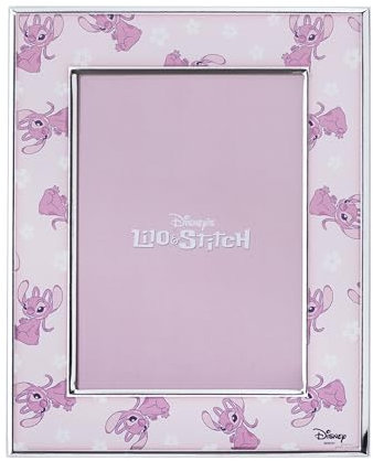 VALENTI & CO. Disney Baby – Stitch & Angel – Marco de fotos de mesa de plata, idea de regalo para bautizo o cumpleaños