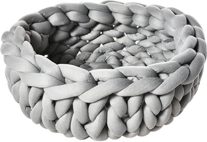 Dehner Lieblinge Kuschelbett Chiara, Hundebett/Katzenbett pflegeleicht/robust, ca. Ø 86 cm, Höhe 61 cm, Größe S, Polyester, grau
