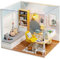 OSDUE DIY Miniatur Puppenhaus Kits, 3D Puzzle Haus Modellbausätze, Puppenhaus Miniatur mit Möbeln, DIY hölzernes Puppenhaus Kit, Basteln Bastelset Geschenke für Erwachsene und Kinder,Mini Schlafzimmer