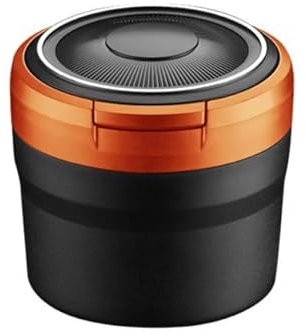 JZWJNFYY Auto-Aschenbecher, für Dacia Duster 2.Gen 1.Gen HM HS 2010-2022 2023 2024 2025 Tragbarer Reise Aschenbecher Auto mit Licht, Abnehmbarer Rauchfreien Zigarette Aschenbecher mit Deckel,Orange
