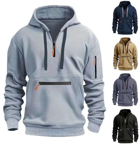 Hoodie Herren Sweatshirt Mit Taschen Hochwertige Hoodie Thermo-Sweatshirt Für Herren Atmungsaktives Kapuzenshirt Für Herren Geeignet Für Unterwegs