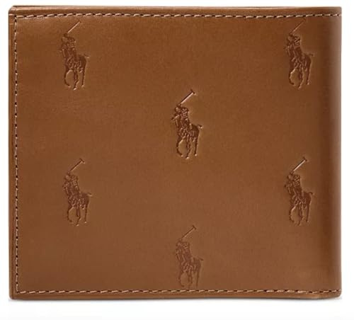 POLO RALPH LAUREN Herren Allover Pony Leder Billfold Wallet Tan, Hellbraun, Billfold