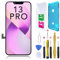 CINQ TEQ Ecran LCD de Remplacement pour iPhone 13 Pro (A2483, A2636, A2638, A2639, A2640) avec Joint d’ecran + Verre trempe et Kit