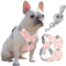 Pawaboo Hundegeschirr mit Hundeleine Set, X-Rahmen Verstellbares Anti Zug Anti-Erstickung Hund Brustgeschirr für Kleine, Mittelgroße Hunde & Welpen, Hundeweste mit Leine, L, Rosa Gänseblume