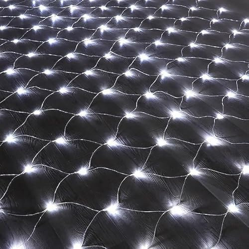 SHANJIA Garden Net Lights Battery Operated, 1.5mx1.5m 96LED Mesh Fairy String Lights Fairy Net Lights 8 Modes Waterproof Net Mesh String Lights for Garden Balcony Decor (White)