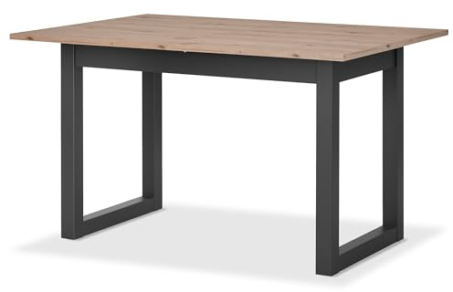 KHG Esstisch AST-Eiche ausziehbar 130-170cm, moderner Esszimmertisch für bis zu 8 Personen, Tischplatte Eiche & Kufen-Gestell Anthrazit in Holzwerkstoff foliert, 100kg belastbar
