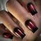 Faux Ongles Court MouyouGlow,Carré Halloween Rouge Dégradé Noir Halloween Gothic Press on Nails avec Colle à Ongles,Red Ombre Black Fake Nails
