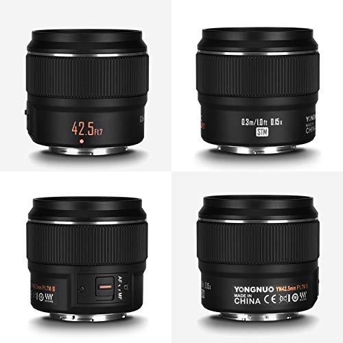 Qukaim YN42.5mm F1.7M II M4/3 Lente de cámara de enfoque fijo, 42.5 mm, apertura grande F1.7, multicapa, 8 grupos, 9 cuchillas, enfoque automático, repuesto para cámaras Pana y Olympus
