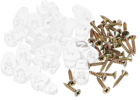 DIYEAH Clips De Support De Miroir en Verre Vis De Fixation, Kit 20 Pièces, Compatibilité Panneaux Verre, Acrylique Et Bois, Installation Sécurisée pour Portes Vitrées D'armoire