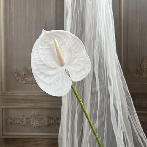 White Faux Flower Arrangement for Wedding, Home, and Backdrop Decor | Includes Austin Roses, Hydrangeas, Lilies, Tulips & More (Peace Lily)