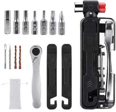 Jubilofex Fahrrad Reparaturset - E-Bike Werkzeugset | Rutschfest Hochbelastbar Ratsche Schraubendreher-Bits Schnellspanner Tragbar Für Trail Touring Radfahren Scooter