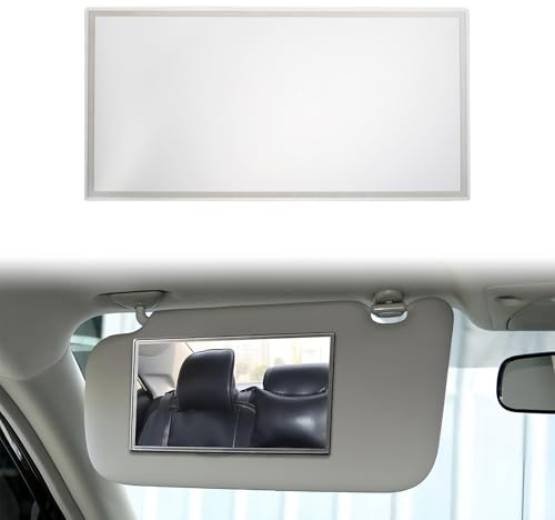 Auto Sonnenblende Spiegel, HD Makeup Spiegel selbstklebend aus Edelstahl,Universeller Kosmetikspiegel für Auto, LKW, SUV,Innenspiegel für Sonnenblende (Quadratisch Silber)