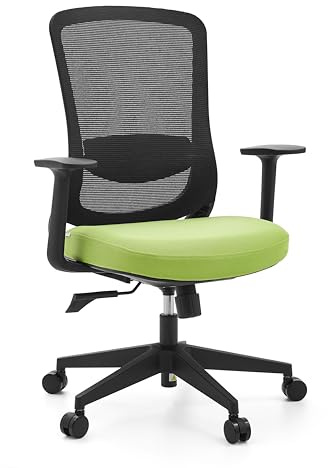 hjh OFFICE Ergonomischer Bürostuhl Sedito – Drehstuhl mit Verstellbarer Netz-Rückenlehne, Lordosenstütze und Wasserfallsitz, Schwarz/Grün