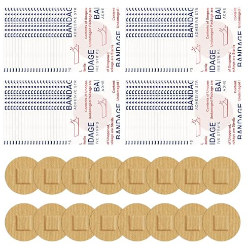 Spot Bandages Round,300 PCS Spot Bandages,Round Bandaids,Fabric S Pot Plasters,Flexible Fabric Adhesive B andages,R ound S Pot B andages,Care and Aid Replacement Patches for Face,Hand,Foot