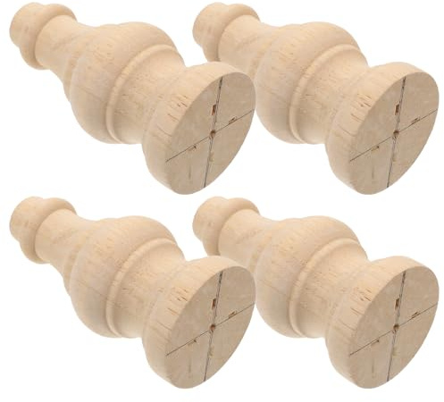 STAHAD Möbelfüße Holz 4 Stück Runde Gedrechselte Beine für Sofas Schränke und Couchtische aus Massivholz