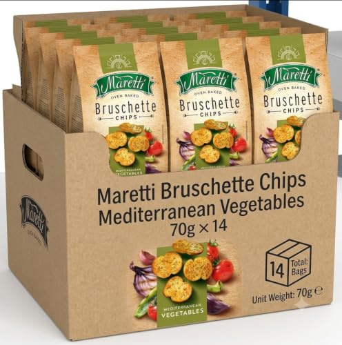Bruschette Chips Mediterranean Vegetables 70g x 14 | Oven Baked, GMO Free, No Artificial Flavours, Vegetarian, No Preservatives