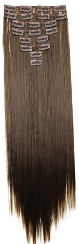 CAISHA XXL 60cm 8 Teile Set CLIP IN EXTENSIONS Haarverlängerung Haarteil Glatt Braun Mix CES18