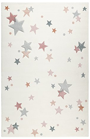 Esprit I Moderner Kurzflor Kinderteppich, Kinderzimmer I Jonne I ESP-4639-060 I Rosa Blau Grau Weiß I (120 x 170 cm)