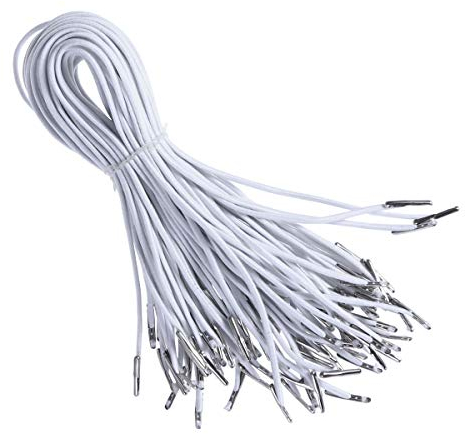 SUPVOX Widerhaken Cords Elastische Schleife Stretch String mit Metall Widerhaken für Maske Machen Buchbinden Crafting 50 Stück (Weiß)
