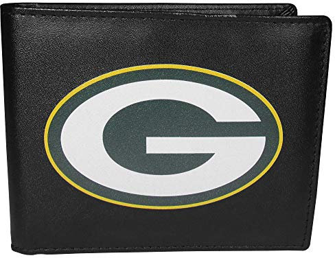 NFL Green Bay Packers Unisex Siskiyou SportsLeather Bi-fold Wallet, großes Logo, Schwarz, Einheitsgröße