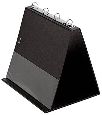 VELOFLEX 4101080 Tisch-Flipchart A4, Präsentation, Flipchart, Aufstellringbuch, aus PVC, Querformat, schwarz (3er Pack)