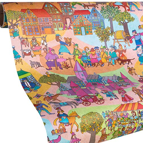RITTER Geschenkpapier Kinder. Geschenkpapier Rolle 5 Meter. Gratis dazu: 9x Geschenkanhänger. Für Jungs & Mädchen zu Geburtstag, Einschulung, Ostern. Geschenkpapier klimaneutral.