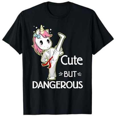 Cute Unicorn Karate Taekwondo T-Shirt - Unisex Kids - Black - Small - Short Sleeve - Funny Martial Arts T-Shirt