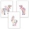 Pandawal Wanddeko Kinderzimmer Bilder Mädchen schöne Wand Deko für Mädchenzimmer Einhorn/Pferde 3er Poster Set (S10) im DIN a4 Fomat
