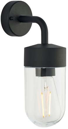 Endon North - 1 Light Outdoor Wall Light Textured Matt Black & Clear Glass IP44 79792