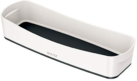 Leitz MyBox Aufbewahrungsschale, Längliche Form, perlweiß /schwarz, Wasserabweisend, WOW, 52581095, Klein