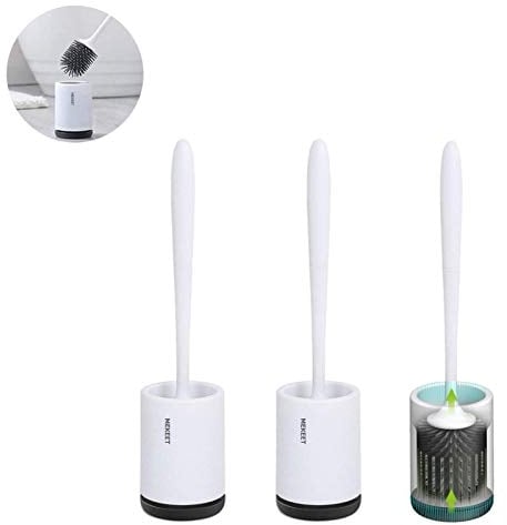 Silicone Toilet Brush and Holder,Bathroom Toilet Brush Holder Set,Silicone Toilet Cleaning Brush Kit with Soft Bristle Brush (2pack-Flooring)