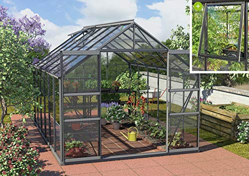 Vitavia Meridian 2 9900 ESG 3 mm, anthrazit Gewächshaus 2 Dachfenster 1 Seitenfenster