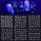 MWOOT 24 Feuilles Lumineux Autocollants pour Ongles,Auto-adhésif Fluorescence Nail Art Stickers Decals Ongles Manucure Accessories pour DIY Nail Tips Decoration