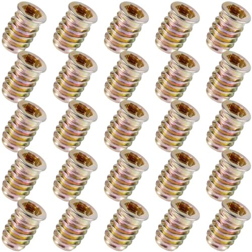 YoiYee Wood Furniture M8 x 20 mm, inserti filettati per dadi di interfaccia esagonale, zinco passivato, confezione da 25