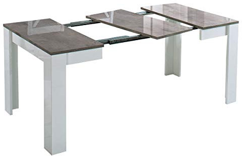 MF Tavolo da Pranzo Allungabile Idea Laccato Lucido, 90 x 90 x h 77 cm (Grigio Marmo)
