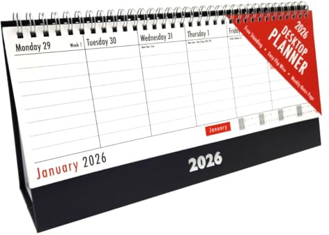 Mantraraj 2026 Week To View Desktop Planner Calendar Easy Flip Spiral Stand Alone Ideal for Use In Home, Work, Office, Business, Desk, Family