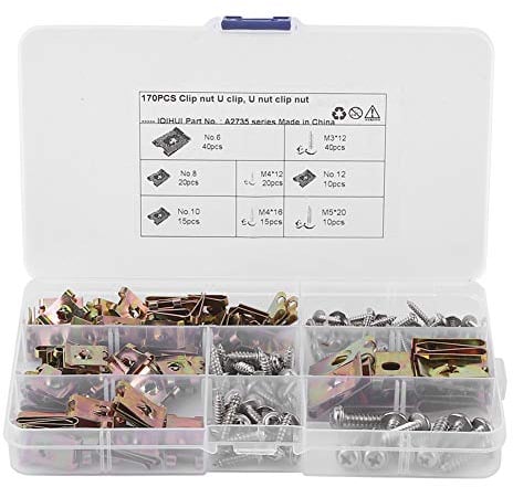 U-Typ Clip, Auto UND Muttern Rostfreie Clips Muttern Selbstschneidende Verkleidung Feste Schrauben Schrauben Sortiment Kfz Set Kit Innenverkleidungsbefestigungen mit Edelstahlhalter