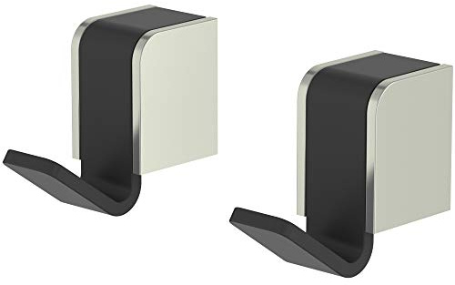 Lenz® SOULUTION Touch Handtuchhaken in Nickel – Praktisches 2er Set | Für Handtücher, Waschlappen und andere Badutesilien, Stabile und sichere Wandmontage inkl. Montagematerial, 3546822