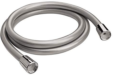 AquaSu Brauseschlauch Liana | 150 cm Länge | mit Verdrehschutz | knickfest | zugfest | Standard-Anschluss in 1/2 | mit 2 x Konus | satin-grau | aus Kunststoff | Duschschlauch 1,5 m | 72244 5