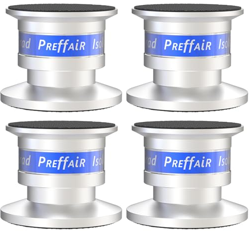 Preffair HiFi Speaker Isolation Feet Spikes, Aluminum Shockproof Turntable Stand Feet, Speaker Floor Protector Mat, Adjustable Subwoofer Vibration Absorber, Non-Slip LP Vinyl Record Player Base Pad.