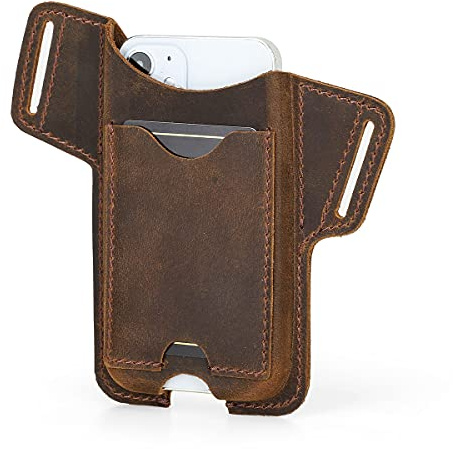 Hiram Custodia per cellulare in pelle da uomo Custodia universale per marsupio Fodero con passante per cintura,Sacchetti per telefono da uomo
