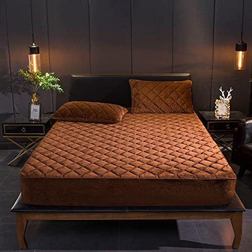 HAIBA Warm Plüsch Spannbettlaken 90x200 bis 30cm Kaffee für Boxspringbetten | Weicher Fleece Matratzenschoner für Boxspring 30cm tiefe Tasche mit Randgummi geräuschlos atmungsaktiv kuschelig
