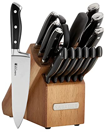 Sabatier Messerblock-Set, geschmiedet, 15-teilig, schwarz