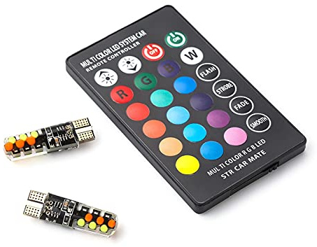Luci a LED 1 PZ 18 SMD RGB T10 194 168 W5W Cupola per auto Lettura Automobili Automobili Lampada a cuneo RGB LED Lampadina No Controller remoto Flash/Strobe per camera