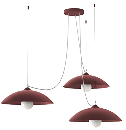 L+ Dezentrierte Pendelleuchte, aus Metall, Durchmesser 30 cm, Fassung E27, Farbe Rot RAL 19-1533 TCX